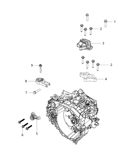 Isolator Transmission Mount Torque Strut Diagram for 68253028AD