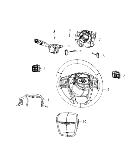 1995 Chrysler Cirrus Sensor Steering Angle / Clockspring Assembly Diagram for 56046394AF
