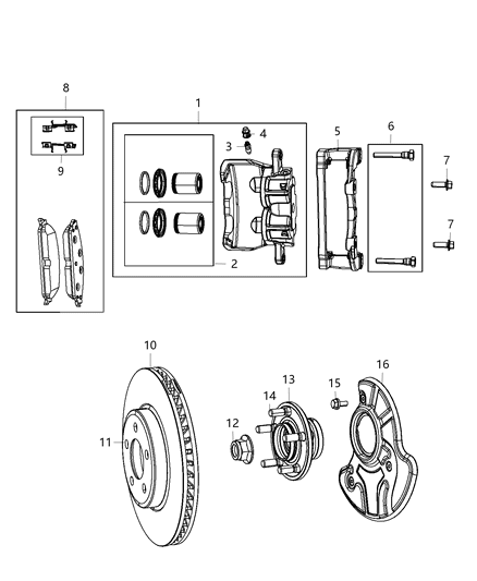 Rotor Brake Front Diagram for 68283305AA