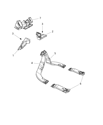 2006 Jeep Commander Duct Floor Left, Driver Side Diagram for 68245569AA