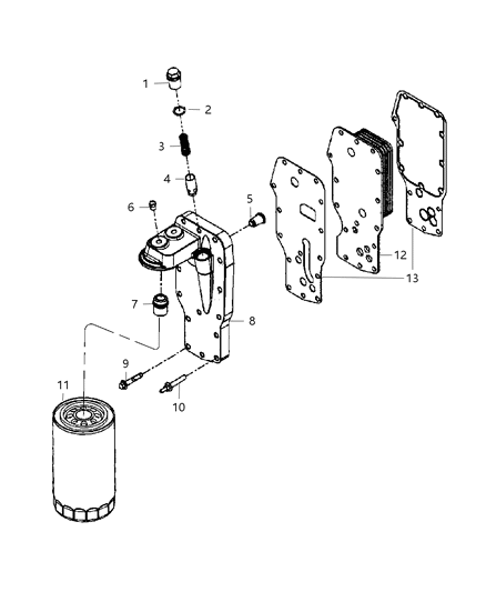 2010 Dodge Ram 5500 Adapter Oil Filter Diagram for 5086836AB