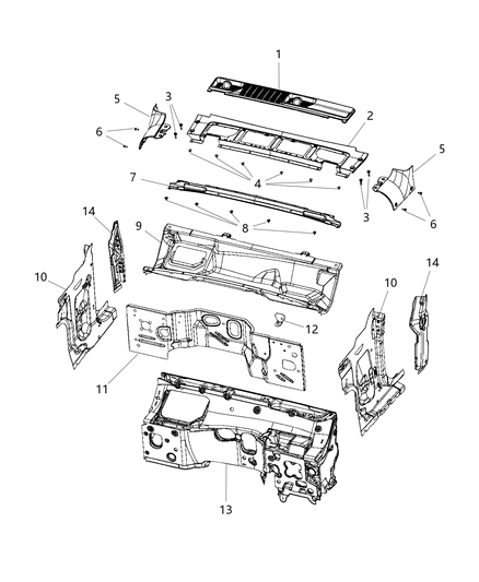 1992 Dodge Ram 50 Panel Dash Diagram for 68303471AG