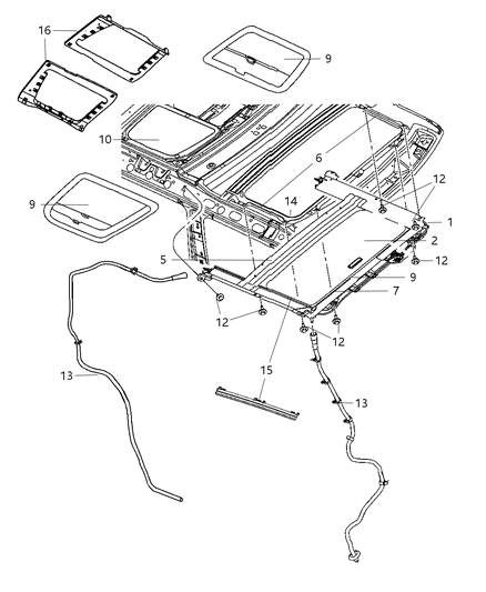 Hose Sunroof Drain Diagram for 55396474AF