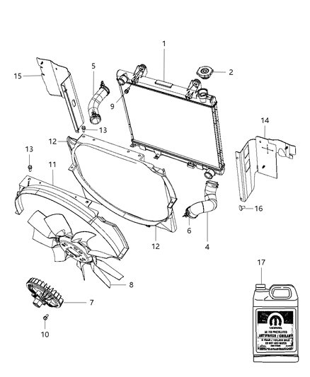 2010 Dodge Dakota Radiator Engine Cooling, 25 Pc Min Qty Mix & Match Diagram for 55056506AD