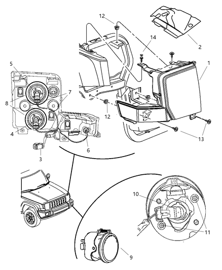 Lamp Headlamp Parking And Turn Diagram for 55396536AE