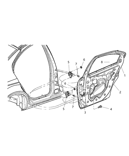 Hinge Rear Door Diagram for 4783788AD