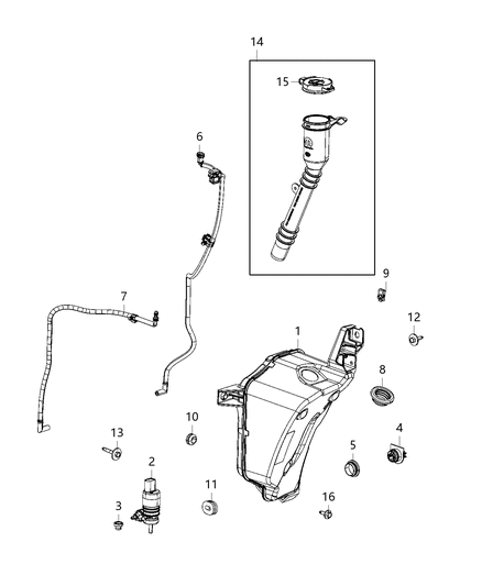 Grommet Washer Reservoir Diagram for 68453669AA