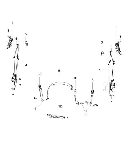 2014 Ram 1500 Seat Belt Front Outer Diagram for 5KP991L1AF