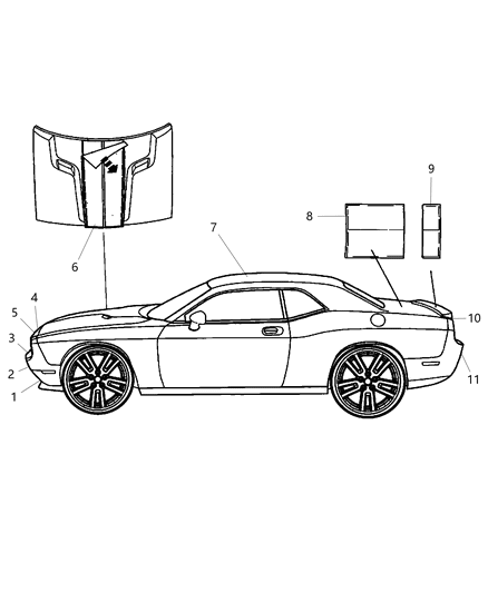 2018 Dodge Challenger Decal Roof Diagram for 5SA34RXFAA