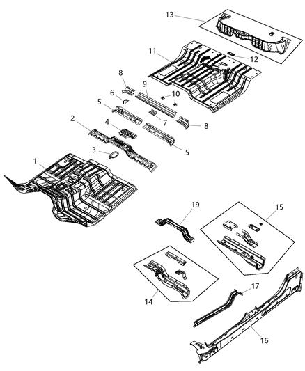 Crossmember Front Seat Retention, Driver Side Diagram for 55372357AB