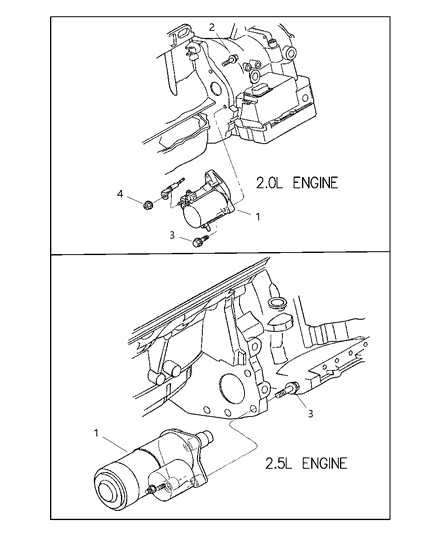 2000 Chrysler Sebring Starter, 4 Cylinder 2.5 Engine Diagram for 4609058