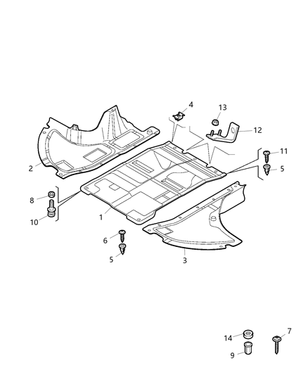 2020 Ram ProMaster 3500 Bracket Skid Plate Diagram for 68134682AA