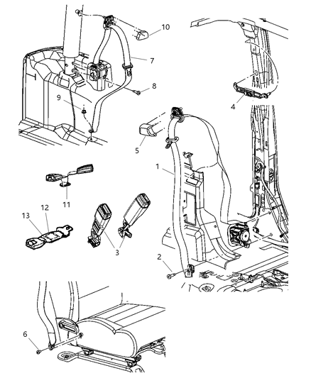 Seat Belt Rear Outer Diagram for 5KC651DVAB