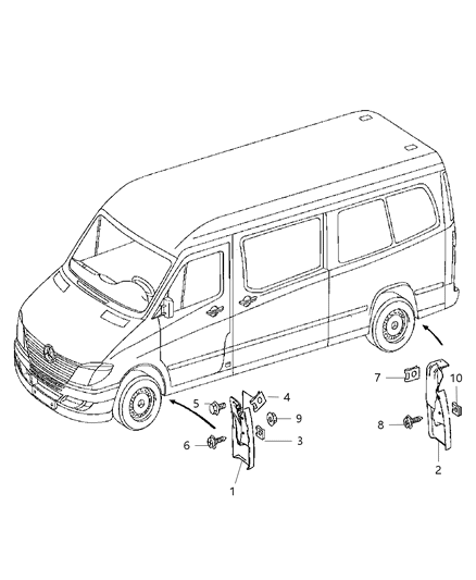 2025 Ram ProMaster 3500 Guard Splash Diagram for 1KP73DX9AA