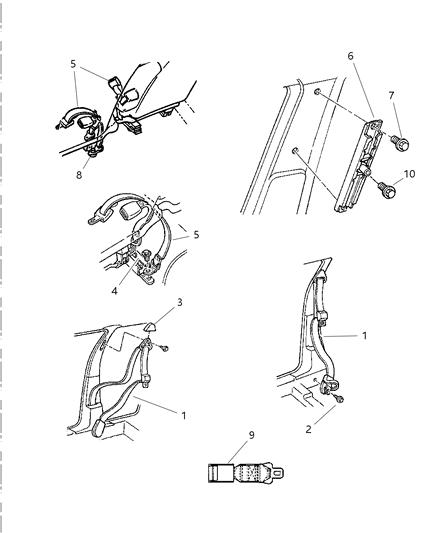 1991 Chrysler Town & Country Seat Belt, Front Outer Diagram for KS49RP8