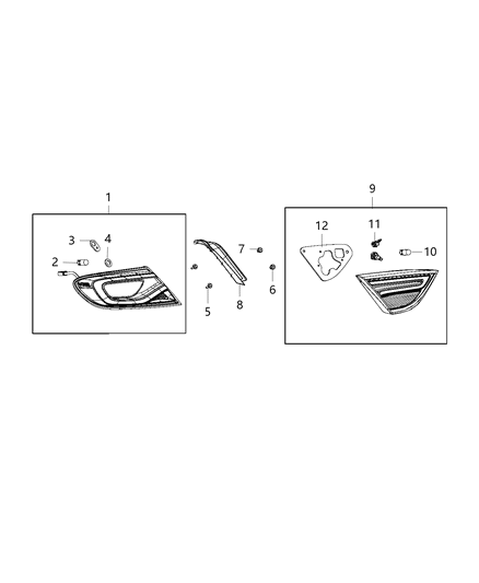 1986 Dodge Lancer Lamp Tail Stop Backup Diagram for 68110364AB