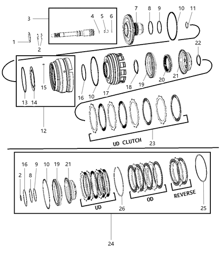 2000 Dodge Caravan Snap Ring Transmission Serviced In Package (05013090Aa) Diagram for 4799111AB
