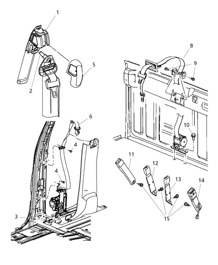 Seat Belt Front Outer Diagram for 5KP971K2AE