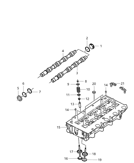 2004 Jeep Liberty Rocker Arm Inlet & Exhaust Valve Assembly Only Diagram for 5066780AA