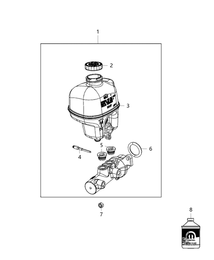 2020 Ram 1500 Reservoir Brake Master Cylinder Diagram for 68054878AB
