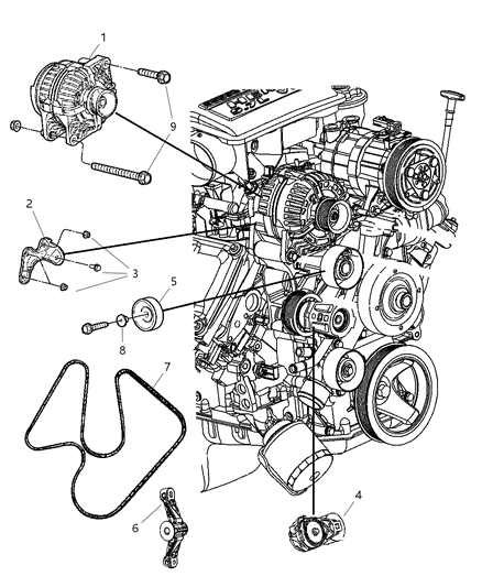 2001 Chrysler LHS Generator Engine Diagram for R4801632AA