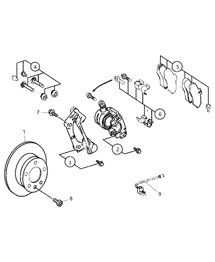 2016 Ram ProMaster 3500 Caliper Assembly Disc Brake Diagram for R8019137AA