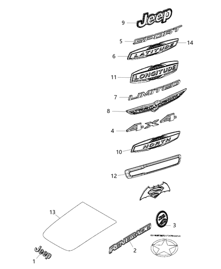 2006 Jeep Commander Nameplate 4 X 4 Diagram for 68455680AA