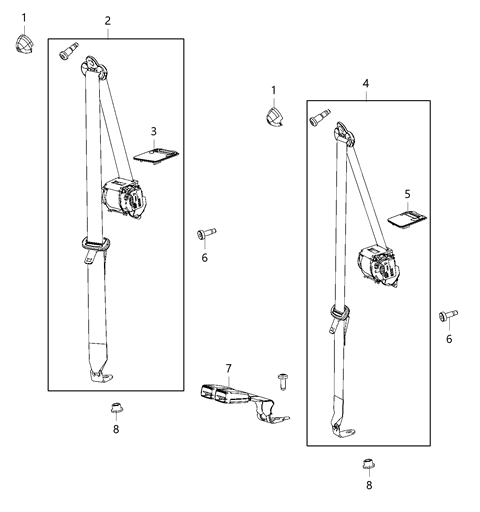 Belt And Retractor 2ND Row Seat Right Diagram for 6AC44TX7AE