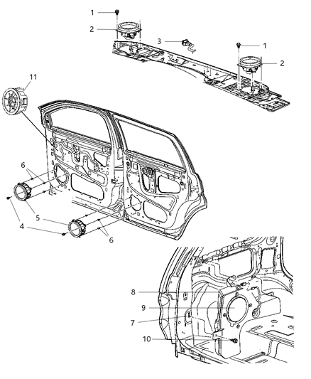 2003 Dodge Ram 2500 Van Speaker 6.5" Diagram for 56046167AA