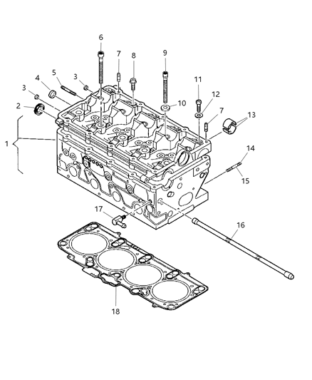 1993 Dodge D250 Head Cylinder Includes Items 3, 4, 7, 17 Diagram for RX001295AA