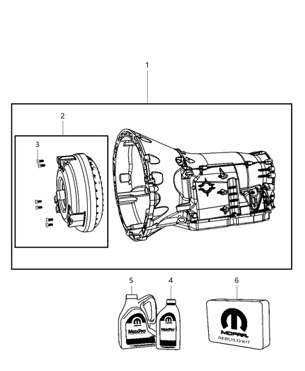 Transmission Kit With Torque Converter Diagram for 68087622AB