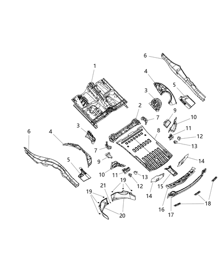 2005 Dodge Caravan Reinforcement Shock Mounting Bracket Diagram for 68039034AA