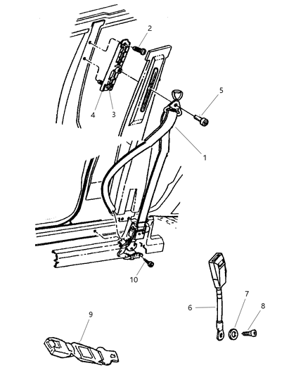 Seat Belt Front Outer Diagram for 5FM31LAZAJ