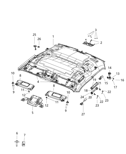 1985 Dodge B250 Bezel Reading Lamp Diagram for 6BT38DX9AA