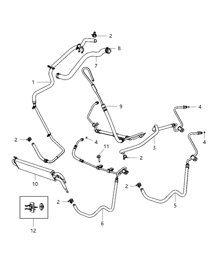 2000 Dodge Ram 3500 Van Hose Power Steering Return Reservoir To Cooler Diagram for 5154407AC
