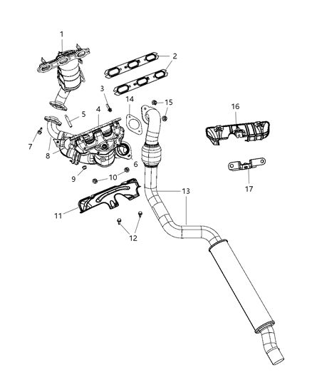 Manifold Exhaust And Catalytic Converter Maniverter Diagram for 5171140AB