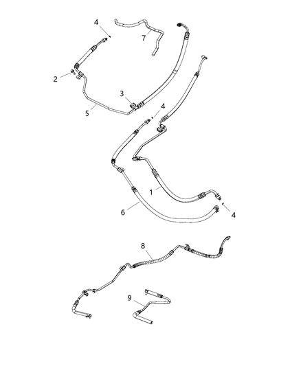 Hose Power Steering Pressure Diagram for 4584560AD