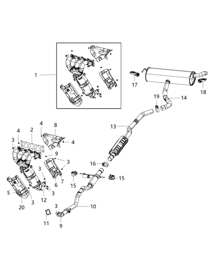 Pipe Exhaust Front Diagram for 68225541AA