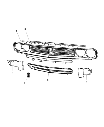 1992 Dodge B150 Grille Radiator Diagram for 68043388AA