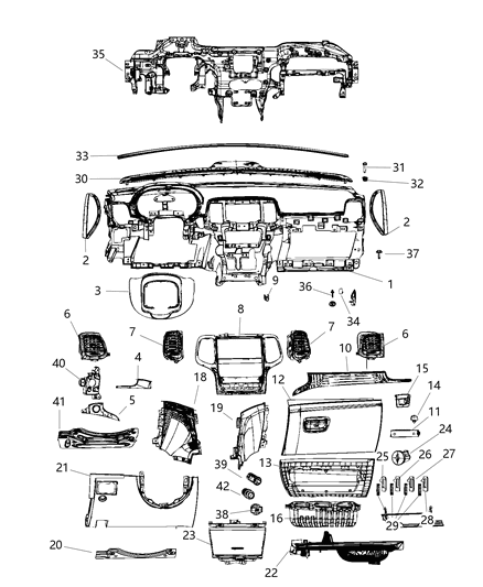 Instrument Panel Base Panel Diagram for 5ZM87LR5AA