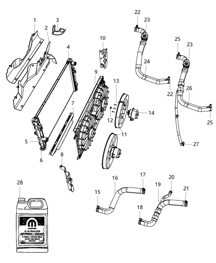 2016 Jeep Compass Seal Radiator Upper Diagram for 5058572AB
