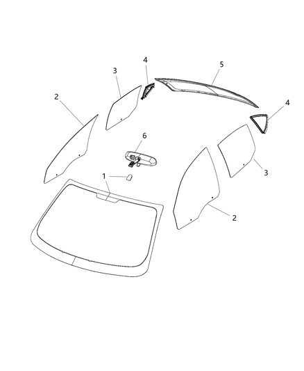Mirror Inside Rearview Diagram for 68102484AA
