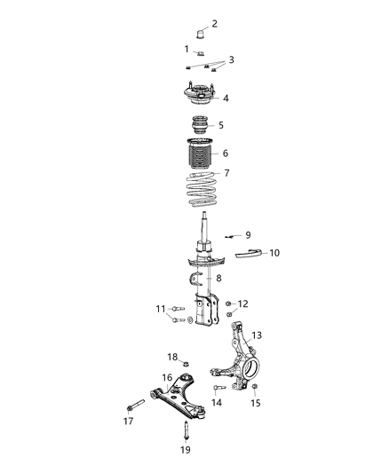 Mount Strut, Front Driver Side Diagram for 68369927AA