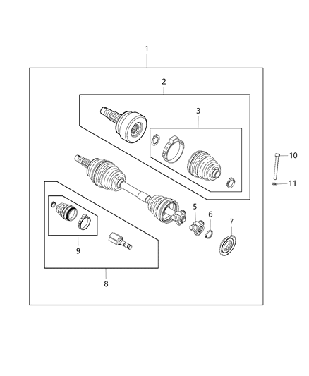 Shaft Axle Half Diagram for 68249357AA