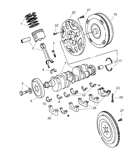 1996 Dodge Caravan Retainer Crankshaft Rear Oil Seal Diagram for 53021335AC