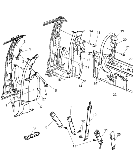 Seat Belt Buckle Half Center Buckle Diagram for 5GW281D5AA