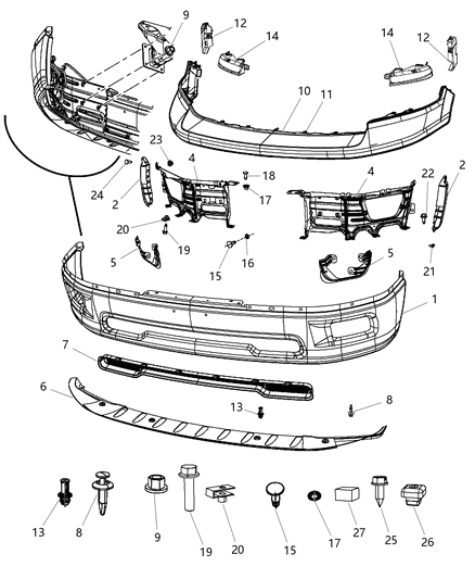 Bracket Kit Fog Light Diagram for 68054374AB
