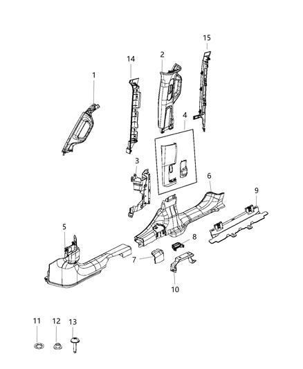Bracket Trim Lower B - Pillar Diagram for 68294752AB