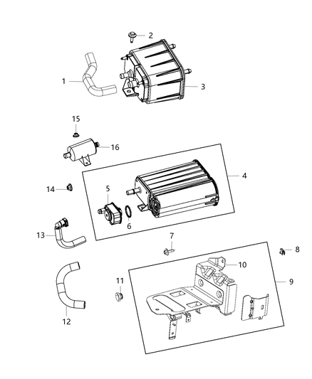 2007 Jeep Patriot Detector Evaporative System Integrity Module with Canister Diagram for 4891729AA
