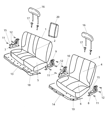 Headrest Rear Outboard Diagram for 1VD52GTVAA